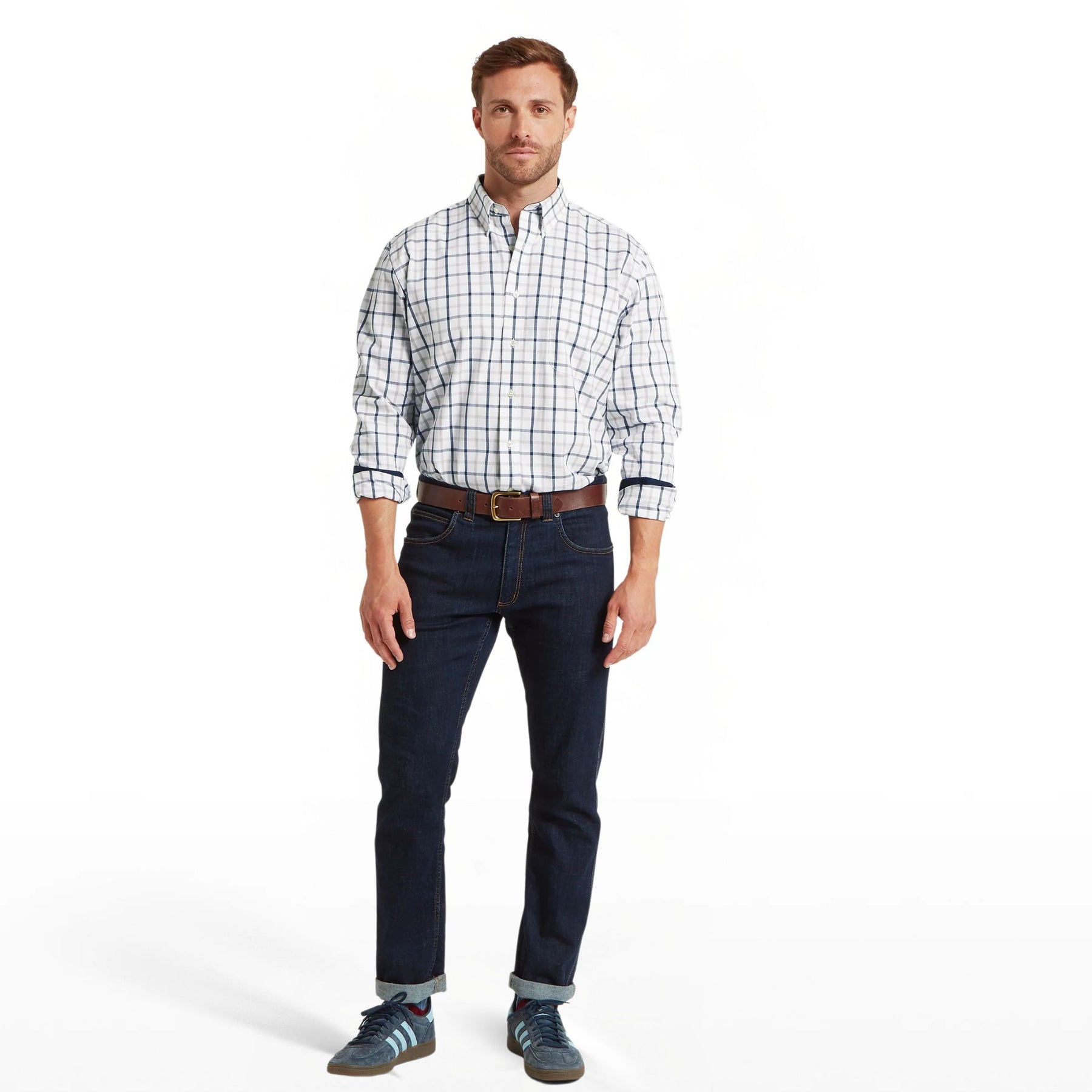 Schoffel Men's Brancaster Classic Shirt in Oxford Navy Check