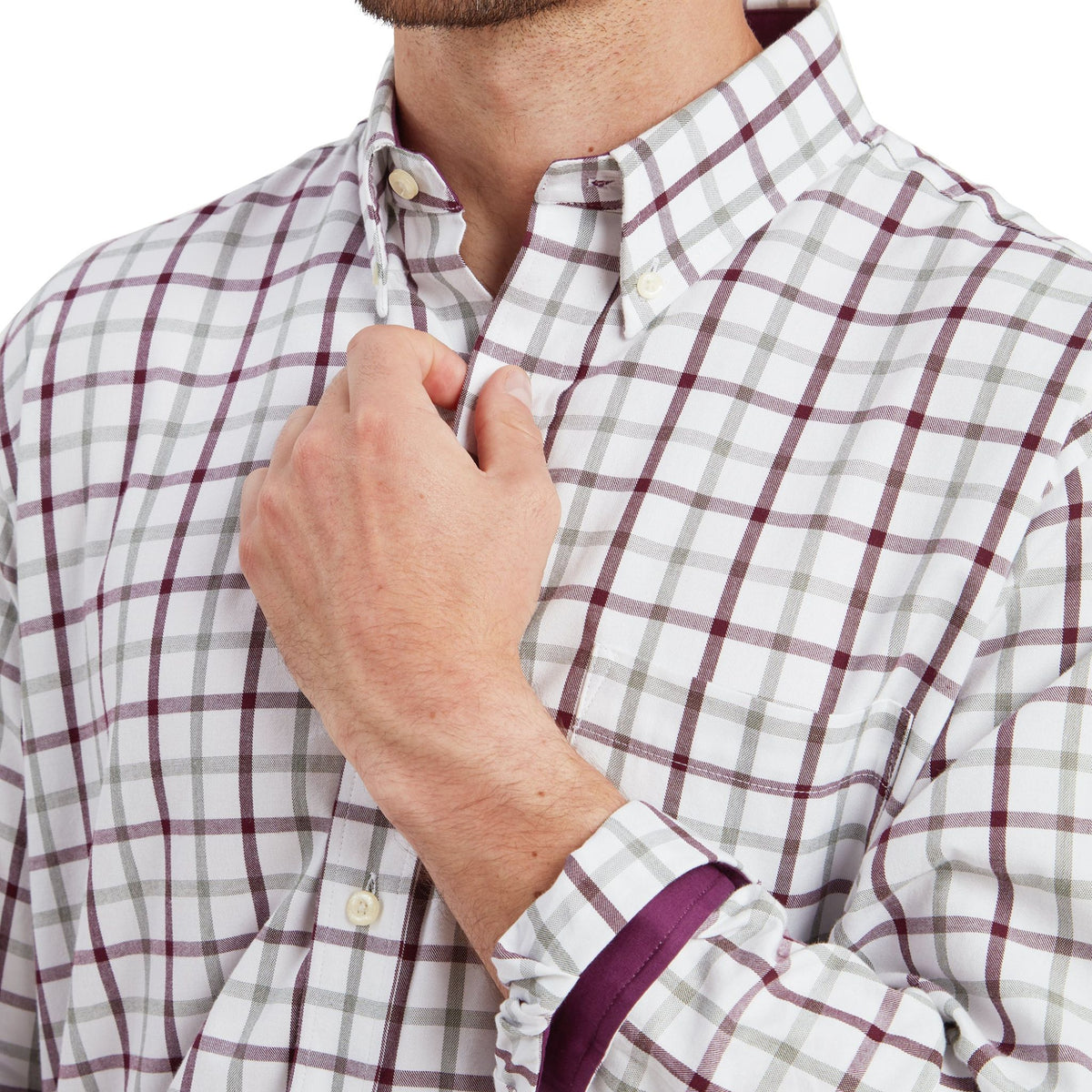 Schoffel Men's Brancaster Classic Shirt in Wine Check