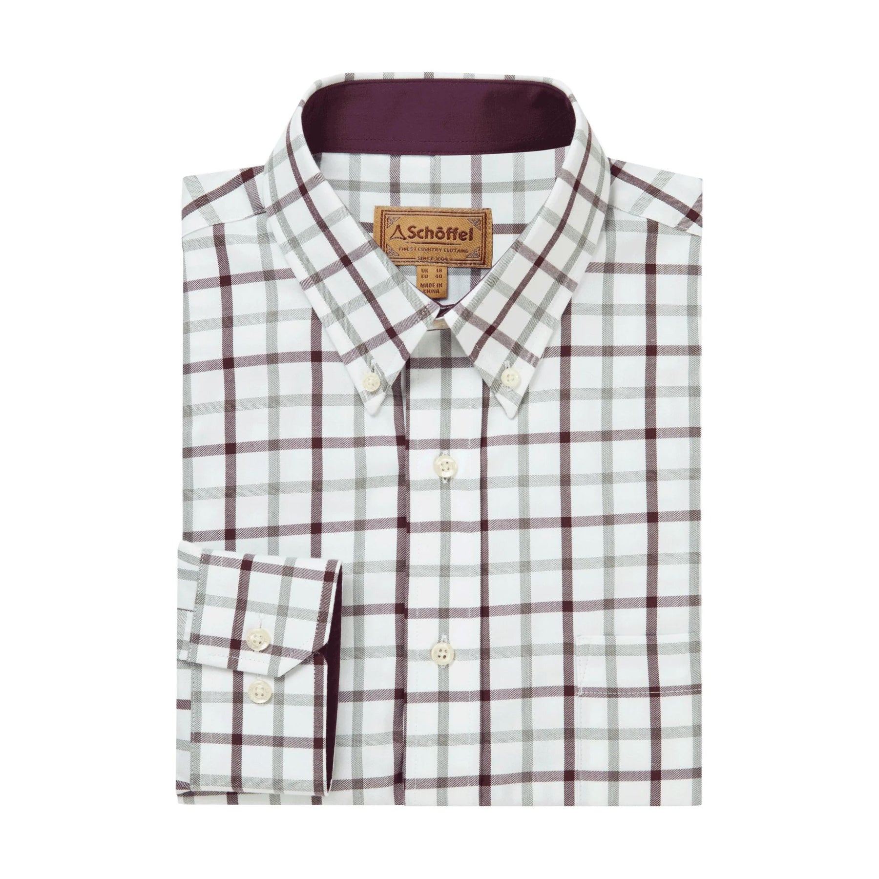 Schoffel Men's Brancaster Classic Shirt in Wine Check