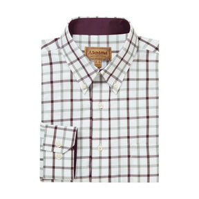 Schoffel Men's Brancaster Classic Shirt in Wine Check