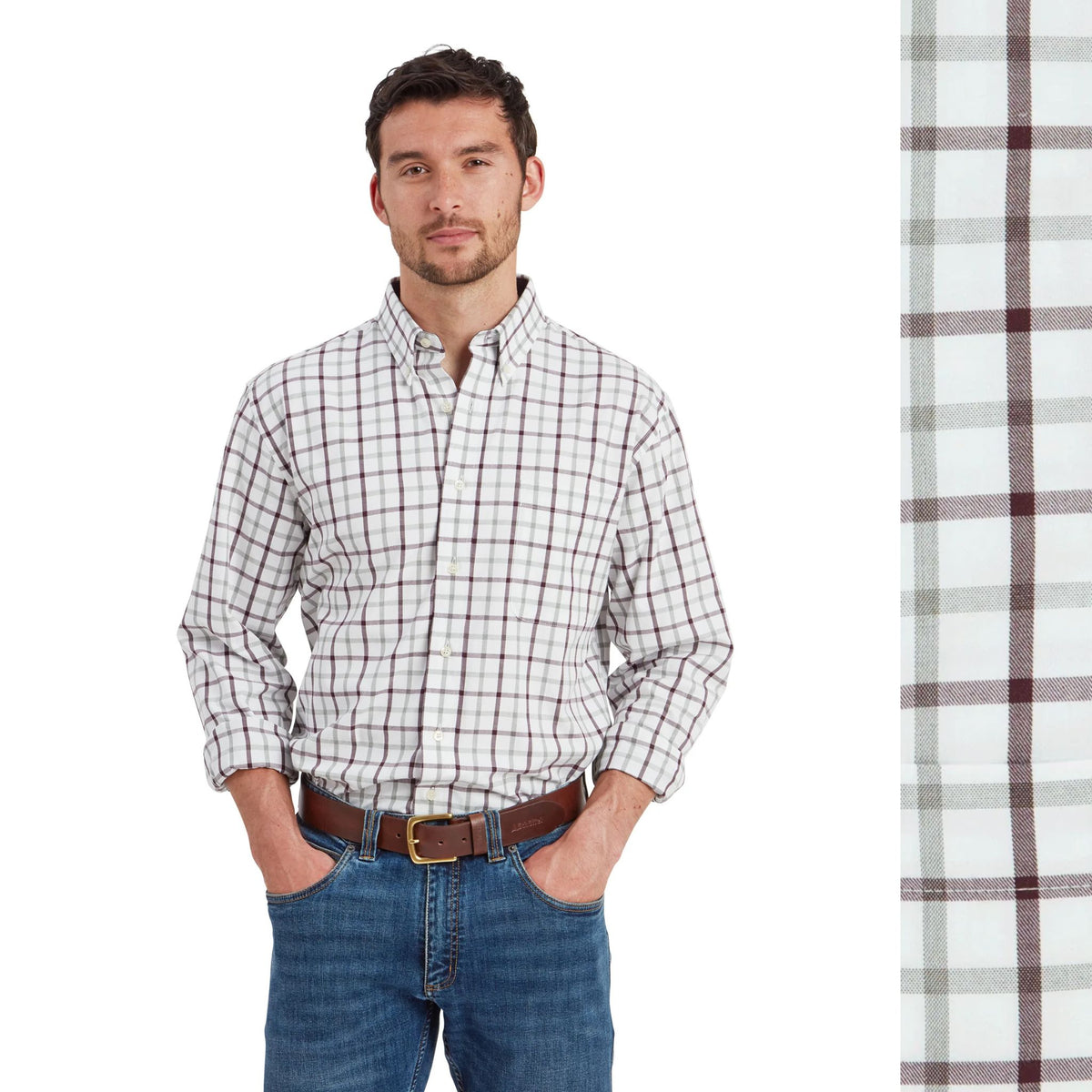 Schoffel Men's Brancaster Classic Shirt in Wine Check
