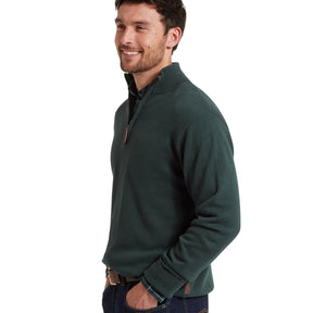 Schoffel Men's Calton Cotton Cashmere Quarter Zip Jumper in Botanical Green