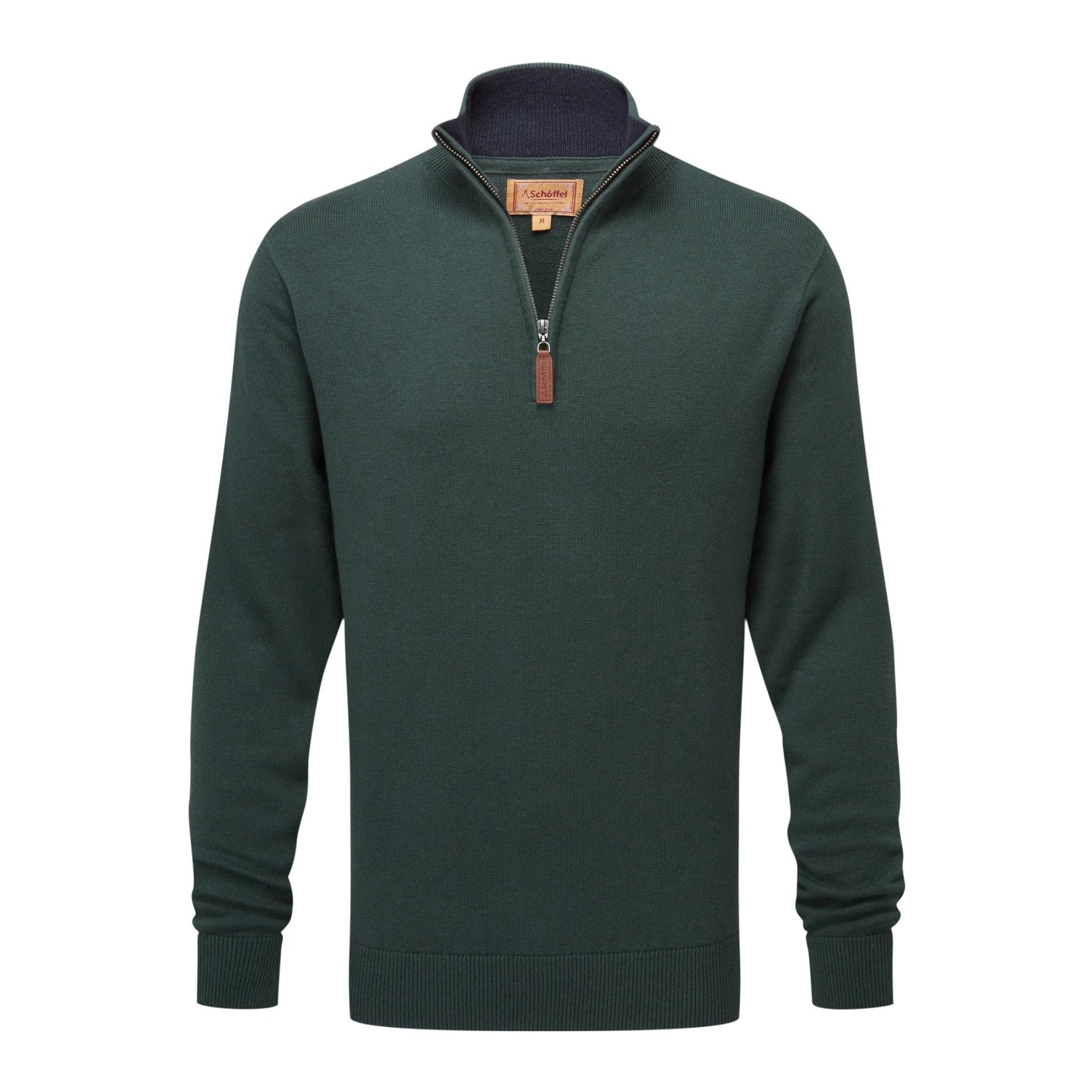 Schoffel Men's Calton Cotton Cashmere Quarter Zip Jumper in Botanical Green