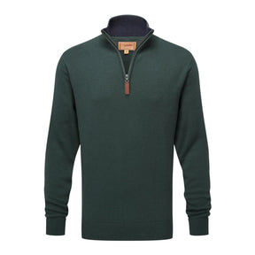 Schoffel Men's Calton Cotton Cashmere Quarter Zip Jumper in Botanical Green