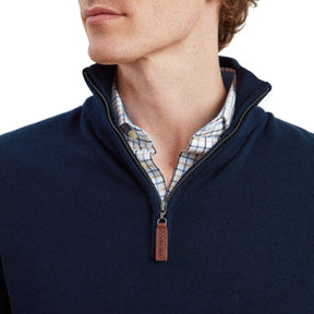 Schoffel Men's Calton Cotton Cashmere Quarter Zip Jumper in Navy