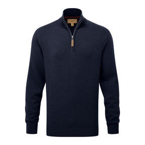 Schoffel Men's Calton Cotton Cashmere Quarter Zip Jumper in Navy