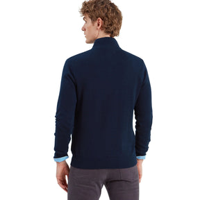 Schoffel Men's Calton Cotton Cashmere Quarter Zip Jumper in Navy