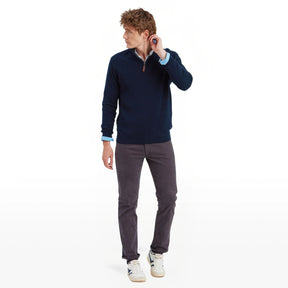 Schoffel Men's Calton Cotton Cashmere Quarter Zip Jumper in Navy