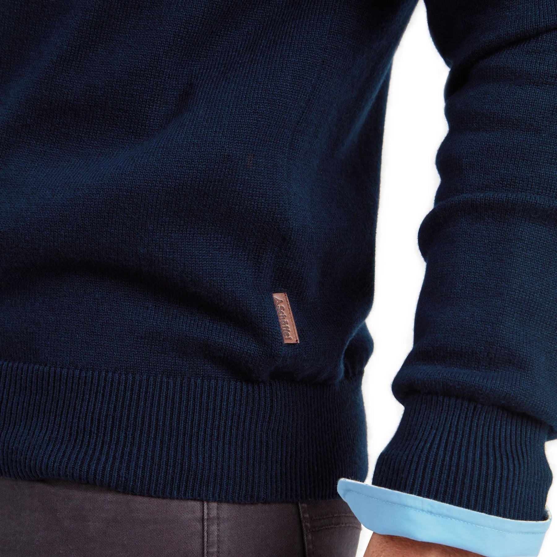 Schoffel Men's Calton Cotton Cashmere Quarter Zip Jumper in Navy