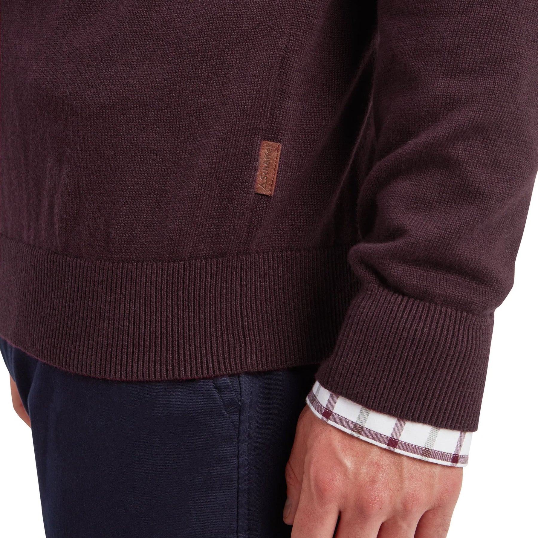 Schoffel Men's Calton Cotton Cashmere Quarter Zip Jumper in Wine