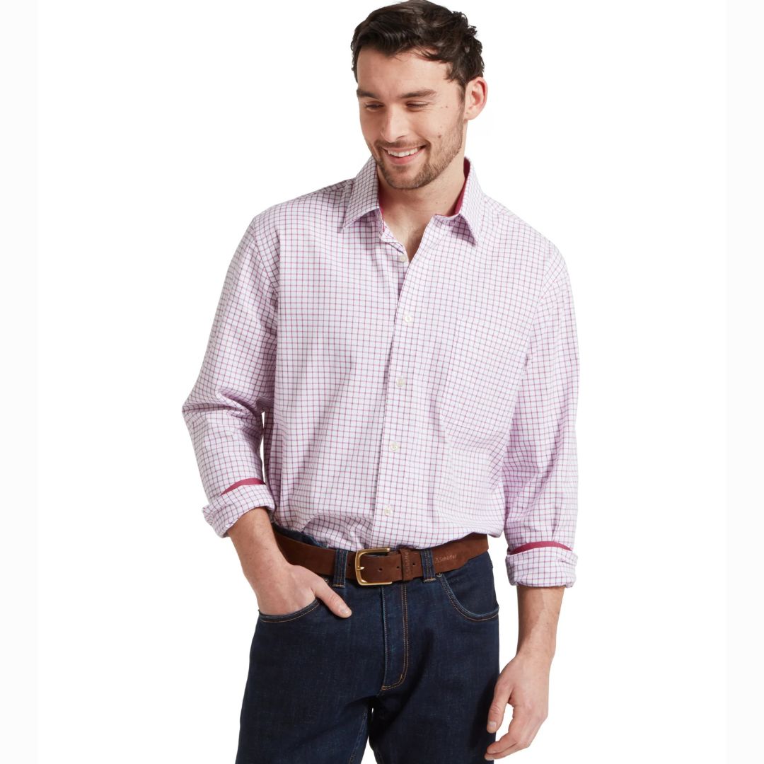 Schoffel Men's Cambridge Classic Shirt in Raspberry