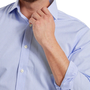 Schoffel Men's Greenwich Tailored Shirt in Light Blue Micro Check