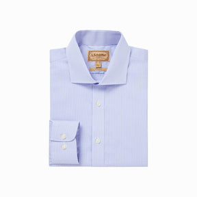 Schoffel Men's Greenwich Tailored Shirt in Light Blue Micro Check