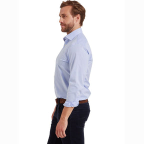 Schoffel Men's Greenwich Tailored Shirt in Light Blue Micro Check