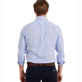 Schoffel Men's Greenwich Tailored Shirt in Light Blue Micro Check