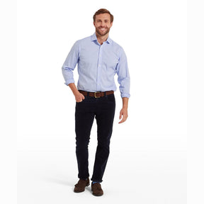 Schoffel Men's Greenwich Tailored Shirt in Light Blue Micro Check
