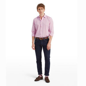 Schoffel Men's Greenwich Tailored Shirt in Light Pink Micro Check