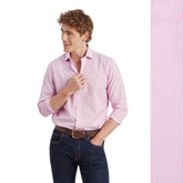 Schoffel Men's Greenwich Tailored Shirt in Light Pink Micro Check