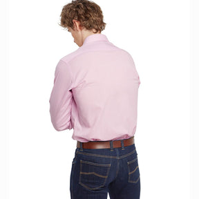 Schoffel Men's Greenwich Tailored Shirt in Light Pink Micro Check