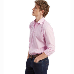 Schoffel Men's Greenwich Tailored Shirt in Light Pink Micro Check