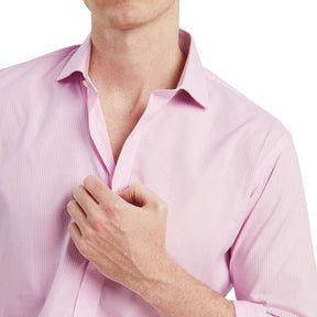 Schoffel Men's Greenwich Tailored Shirt in Light Pink Micro Check