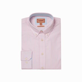 Schoffel Men's Holt Soft Oxford Tailored Shirt in Pink & Blue Stripe