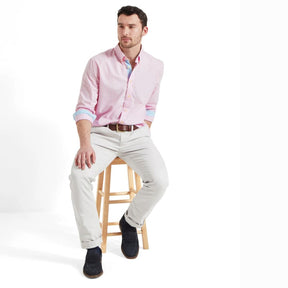Schoffel Men's Holt Soft Oxford Tailored Shirt in Pink & Blue Stripe