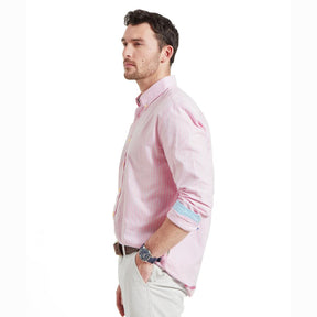 Schoffel Men's Holt Soft Oxford Tailored Shirt in Pink & Blue Stripe