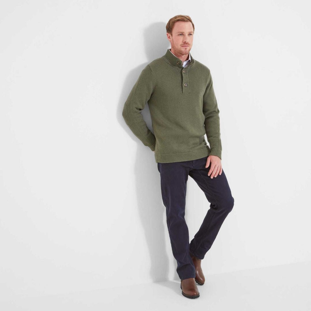 Schoffel Men's Kenmore Lambswool Mix Jumper in Moss