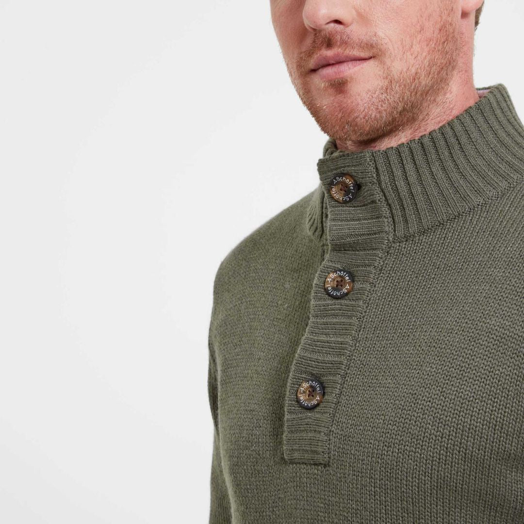 Schoffel Men's Kenmore Lambswool Mix Jumper in Moss