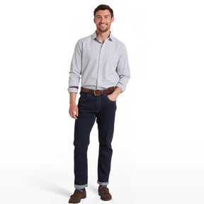 Schoffel Men's Milton Tailored Shirt in Plum & Botanical Green