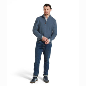 Schoffel Men's Porthleven Quarter Zip Jumper in Dark Pigeon Blue