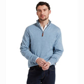 Schoffel Men's Porthmeor Pima Coton 1/4 Zip Jumper in Denim Blue