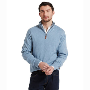 Schoffel Men's Porthmeor Pima Coton 1/4 Zip Jumper in Denim Blue