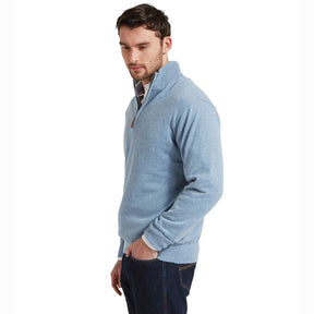 Schoffel Men's Porthmeor Pima Coton 1/4 Zip Jumper in Denim Blue