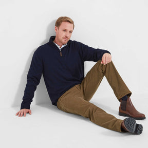 Schoffel Men's Porthmeor Pima Coton 1/4 Zip Jumper in Navy
