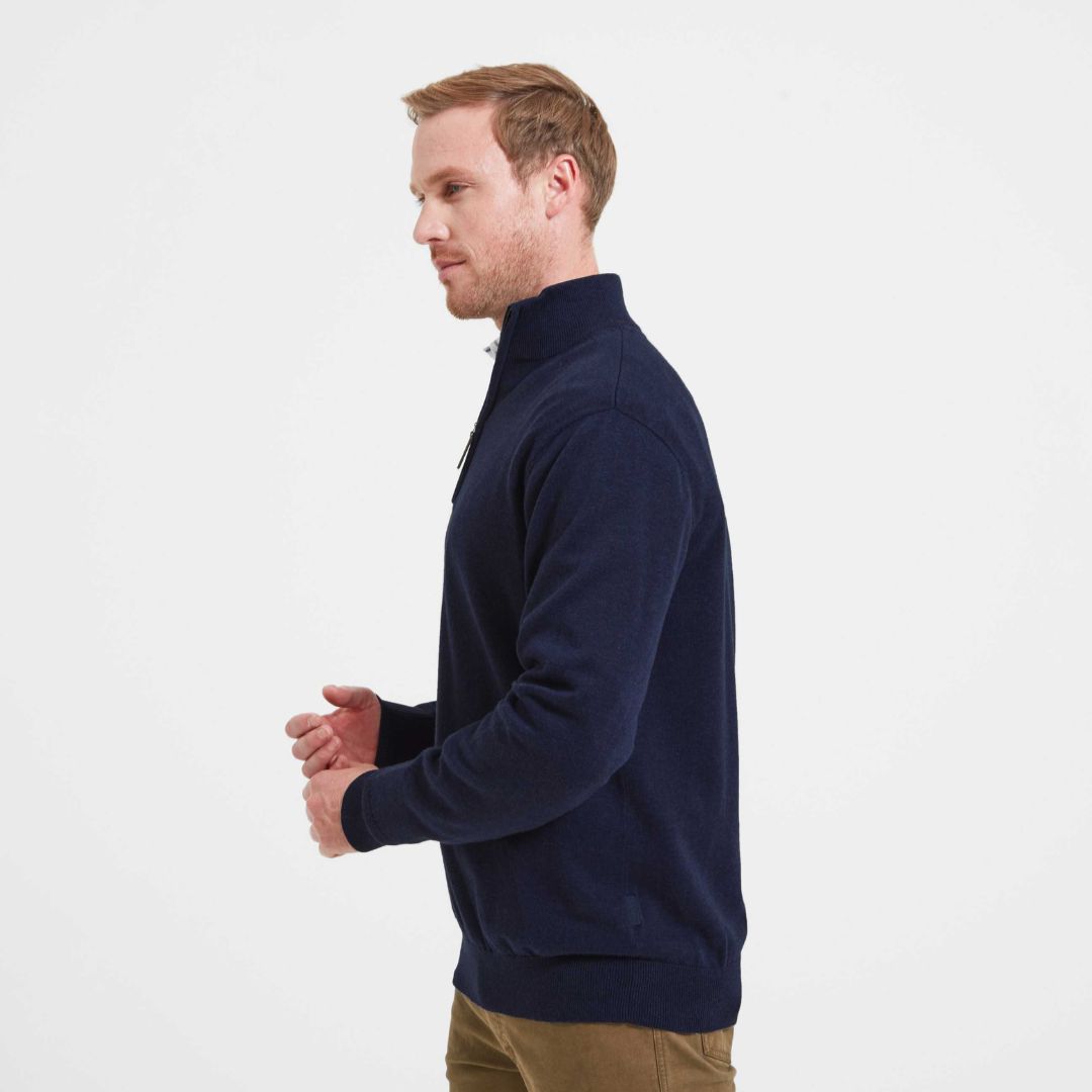 Schoffel Men's Porthmeor Pima Cotton 1/4 Zip Jumper in Navy