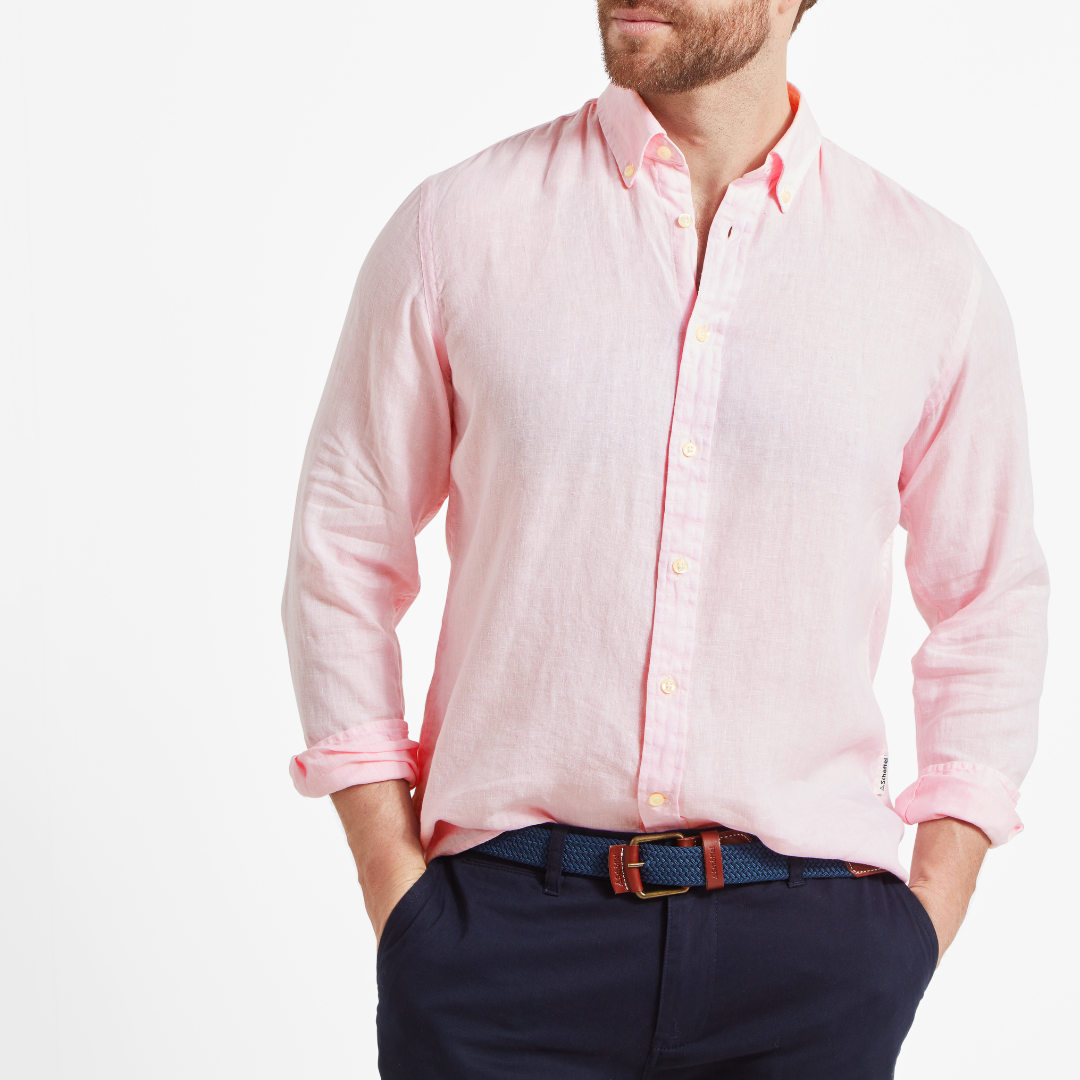 Schoffel Men's Walsingham Linen Shirt in Pale Pink
