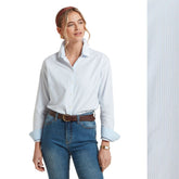 Schoffel Women's Cley Soft Oxford Shirt in Pale Blue Stripe