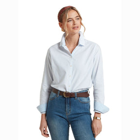 Schoffel Women's Cley Soft Oxford Shirt in Pale Blue Stripe