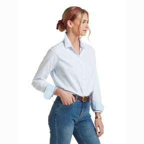 Schoffel Women's Cley Soft Oxford Shirt in Pale Blue Stripe