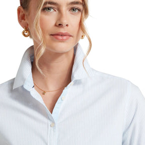 Schoffel Women's Cley Soft Oxford Shirt in Pale Blue Stripe