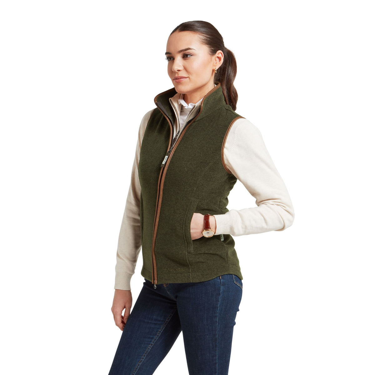 Schoffel Women's Lyndon Fleece Gilet in Dark Olive