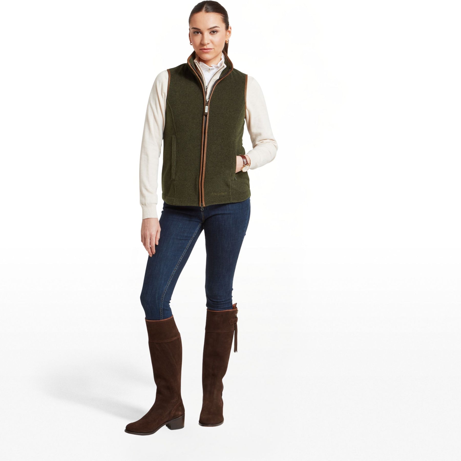 Schoffel Women's Lyndon Fleece Gilet in Dark Olive