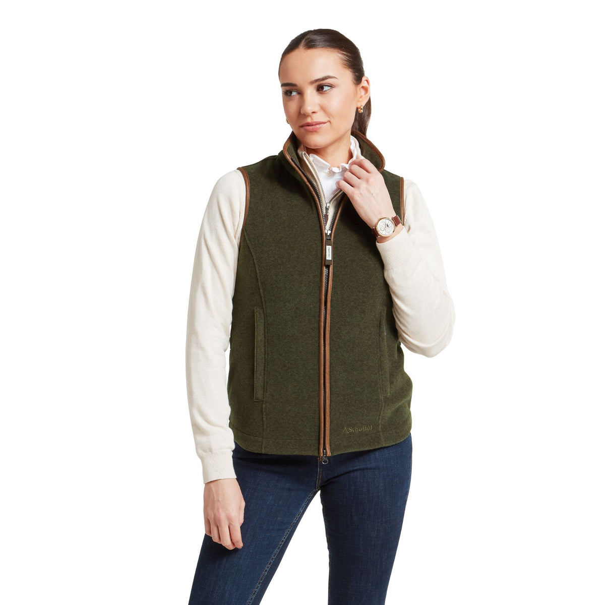Schoffel Women's Lyndon Fleece Gilet in Dark Olive