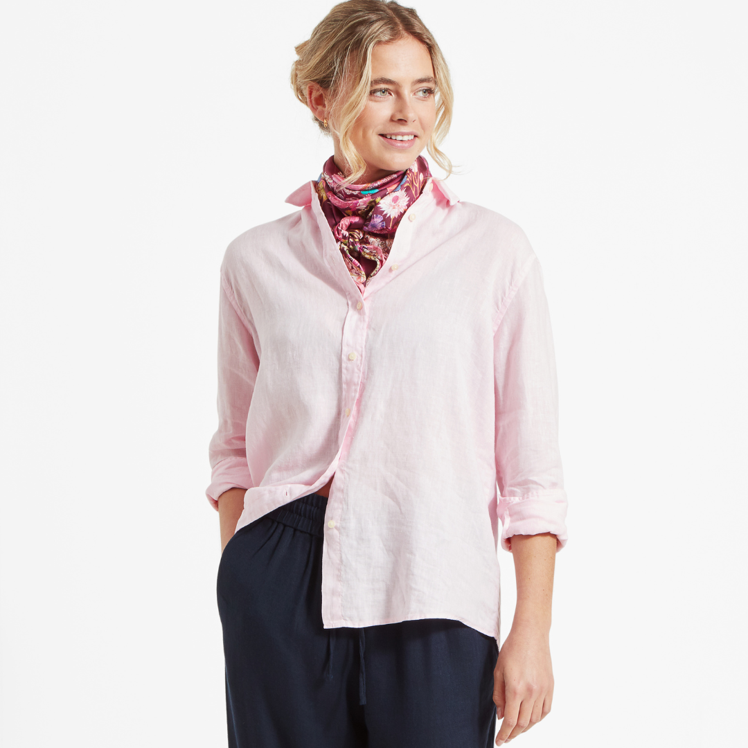 Schoffel Women's Salthouse Linen Shirt in Pale Pink