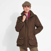 Schoffel Women's Teal Shooting Coat in Coffee Bean