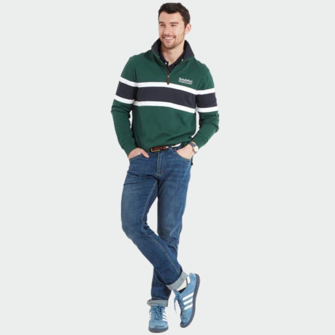 Schoffel Unisex Exmouth Quarter Zip Jumper in Pine Green