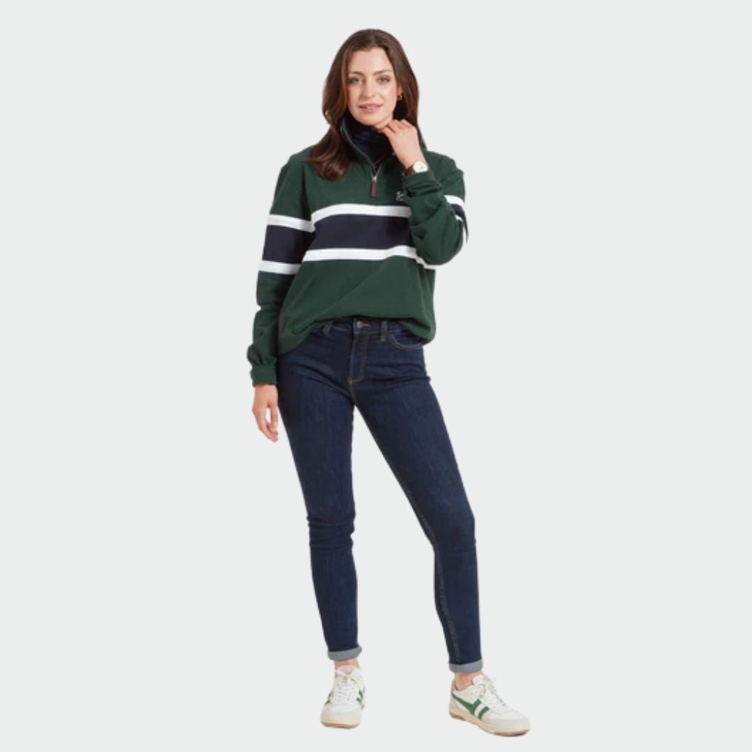 Schoffel Unisex Exmouth Quarter Zip Jumper in Pine Green