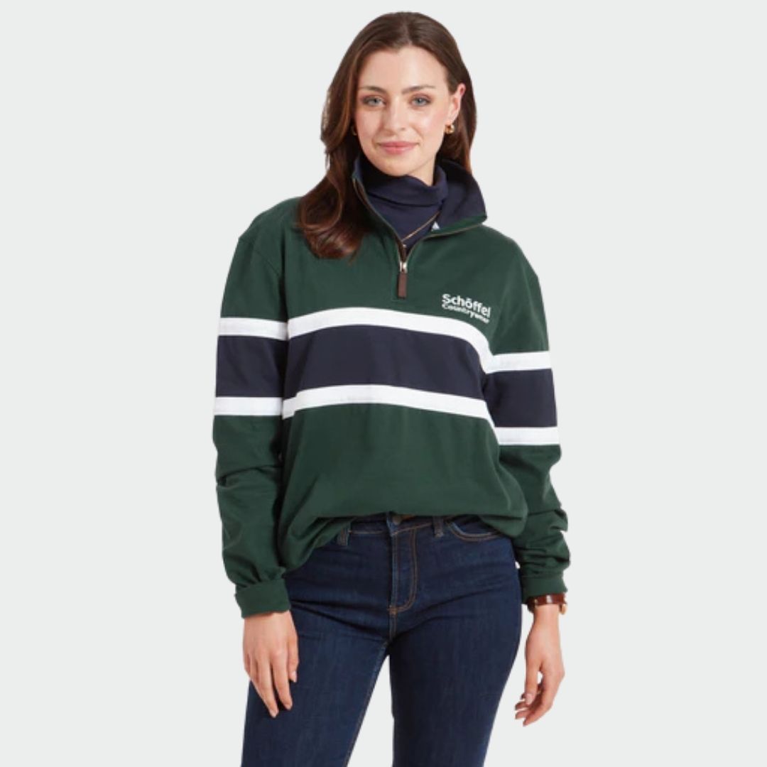 Schoffel Unisex Exmouth Quarter Zip Jumper in Pine Green